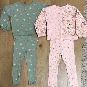 Carter's Floral Sweater Set - Green and Pink